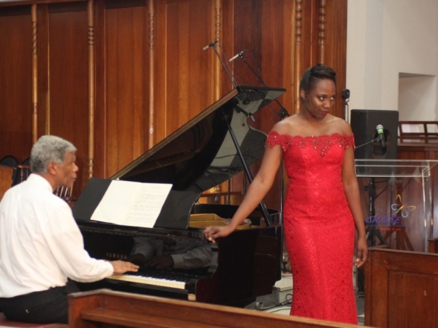 Soprano, Danielle Watson, accompanied by Dr. Kaestner Robertson, performs at the CHASE Fund 15th Anniversary Concert held at the University Chapel on July 1, 2018.